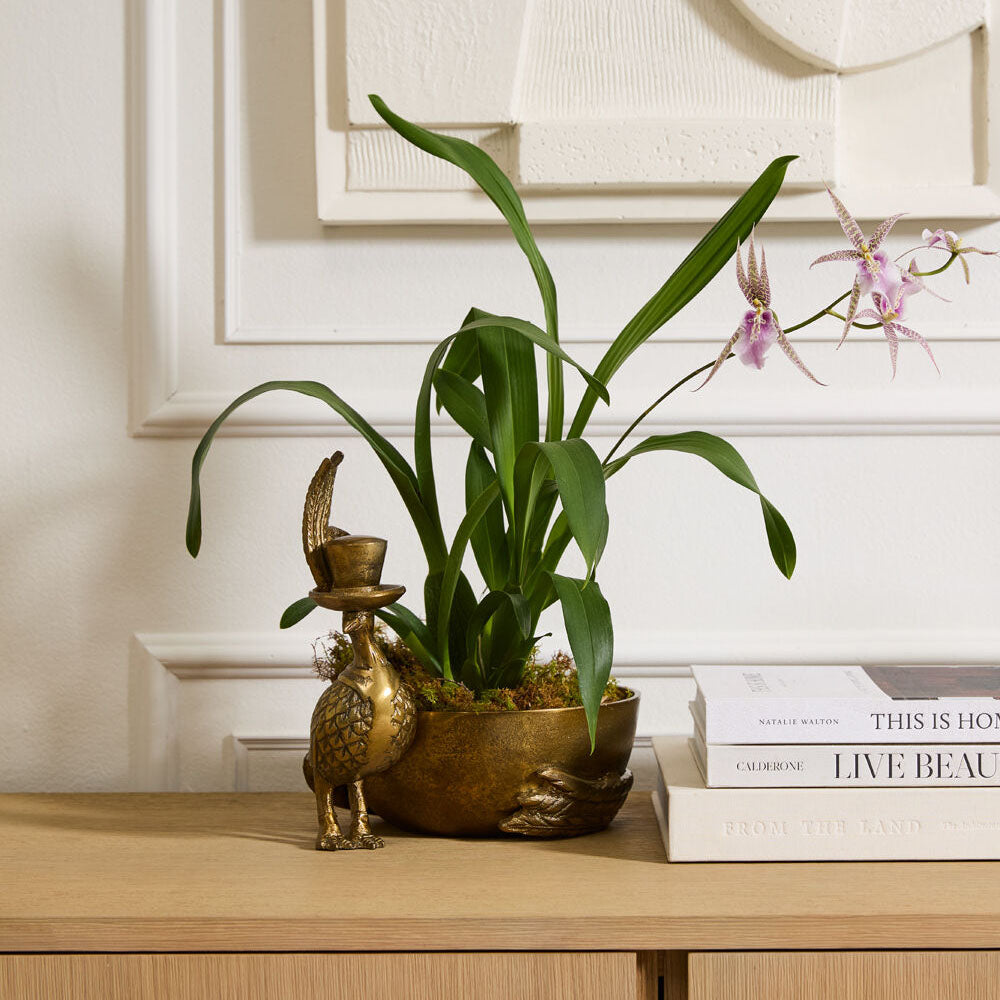 Emerson the Pheasant Sculptural Bowl - Cast Aluminum Bird Table Decor | E+E Collection