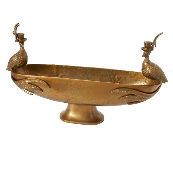 Emerson the Pheasant Footed Boat - Large Cast Aluminum Bird Bowl | E+E Collection