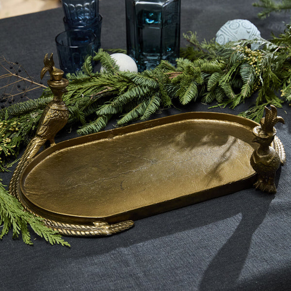 Emerson the Pheasant Tray - Cast Aluminum Bird Decorative Tray | E+E Collection