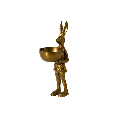Eric the Hare Dish Stand - Cast Aluminum Rabbit Decor | E+E Collection