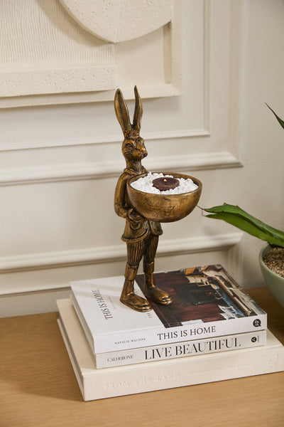 Eric the Hare Dish Stand - Cast Aluminum Rabbit Decor | E+E Collection