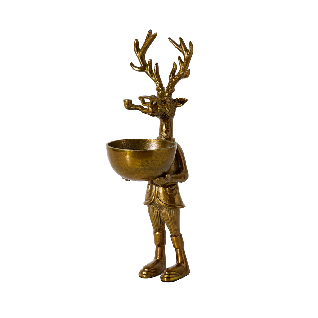 Frankie the Buck Dish Stand - Cast Aluminum Deer Decor | E+E Collection