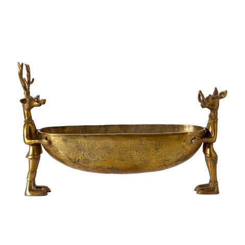 Frankie and Margie Bowl - Cast Aluminum Buck and Doe Decorative Boat | E+E Collection
